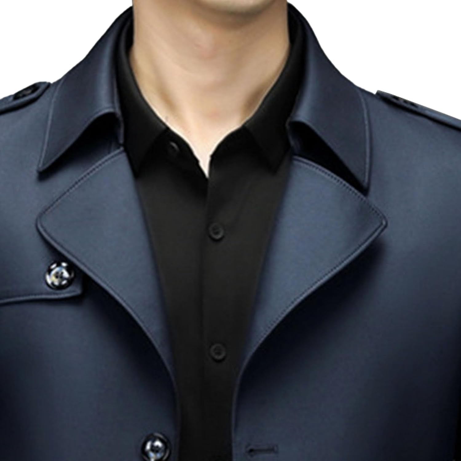 JEsilunmaMY Mens Single Breasted Trench Coat Solid Color Slim Fit Windproof Overcoat Business Casual Dress Suit Windbreaker