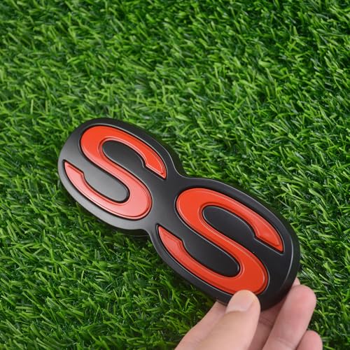 Image of 1Pc 1971 1972 Chevelle El Camino Super Sport SS Rear Bumper Emblem Letters with Hardware Replacement for SS (Black Red)