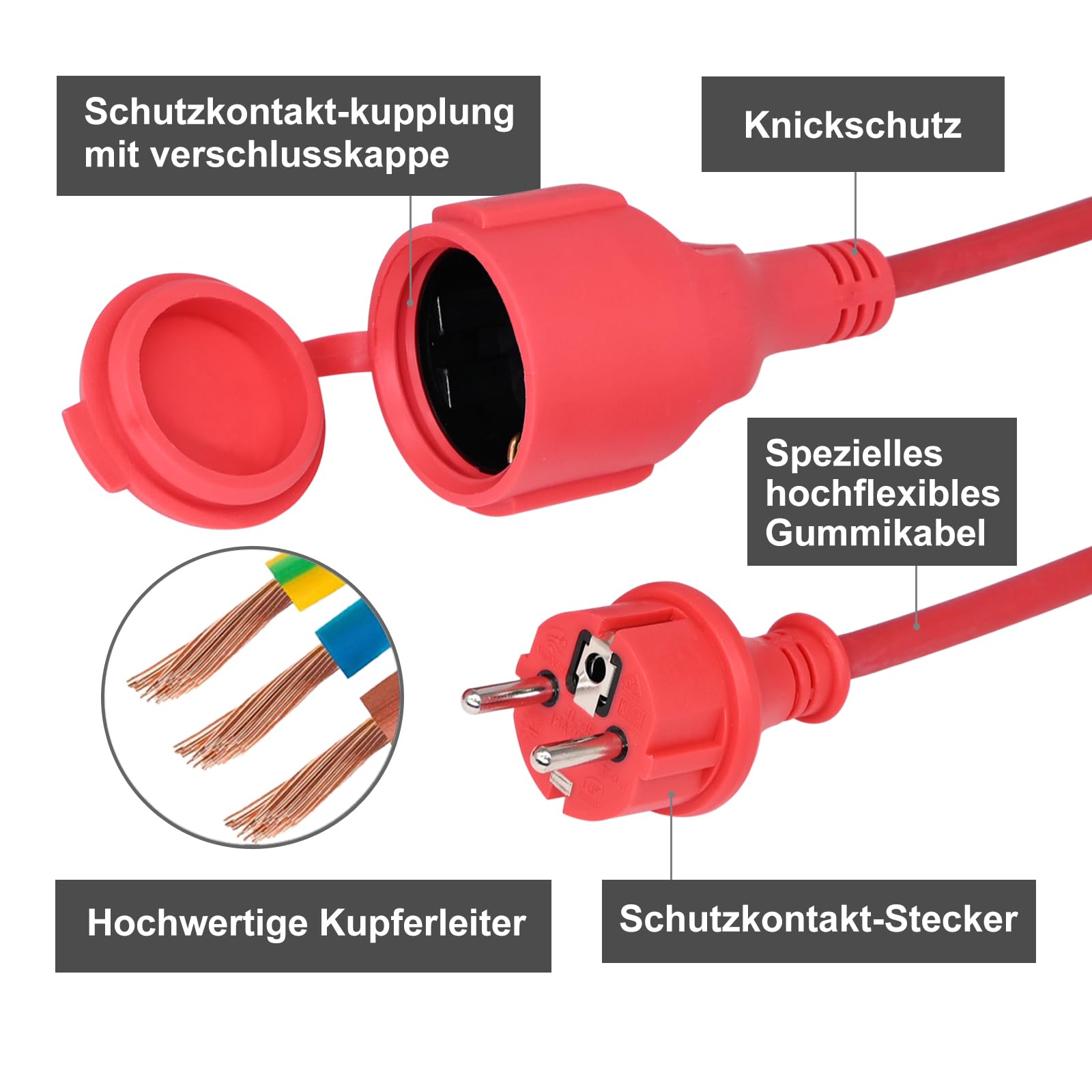 Unitec - Cavo Di Prolunga Schuko Per Ambienti Umidi, IP 44, H05RR-F3G1 - Foto 11
