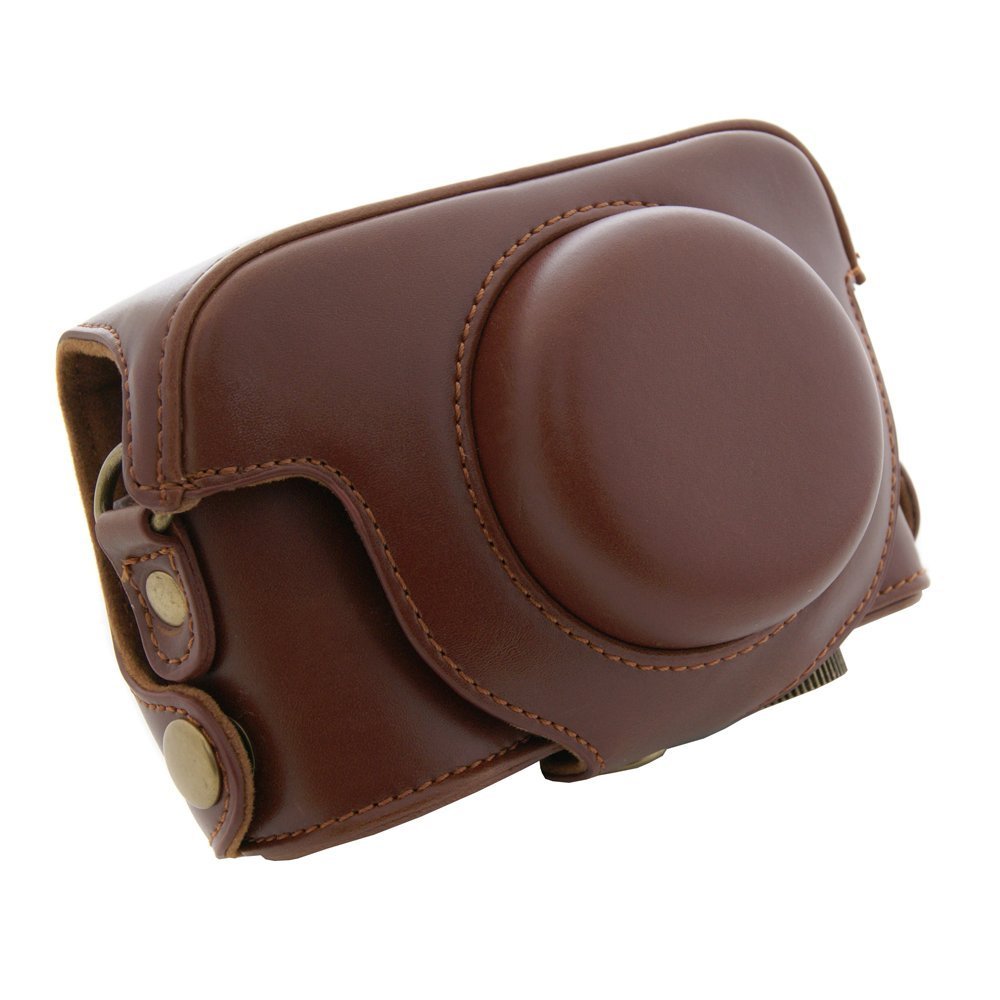 Protective Camera Case Bag Cover Protector for Panasonic Lumix 5 LX5 and Lumix 3 LX3 Leica D-LUX4 / D-LUX3 Camera Detachable With Strap Soft Layer With Tripod Mount Hole Brown