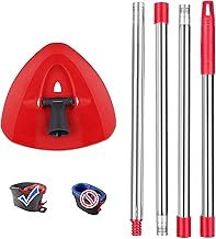 Red Rotating Mop Head Base with Mop Handle for Vileda Turbo Spin 2in 1.3in1, Triangular Mop Replacement Replacement for Turbo Smart/EasyWring&Cleaning Mop Accessory