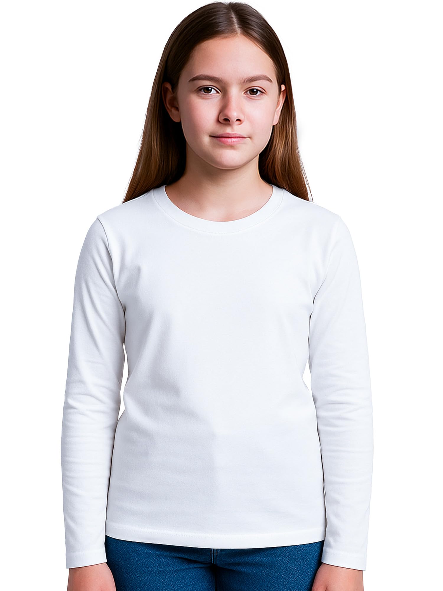 DYCA by Bodycare Girls Solid Cotton T-Shirt, Round Neck Full Sleeves, Casual Regular Fit, Comfortable Tshirt for Kids