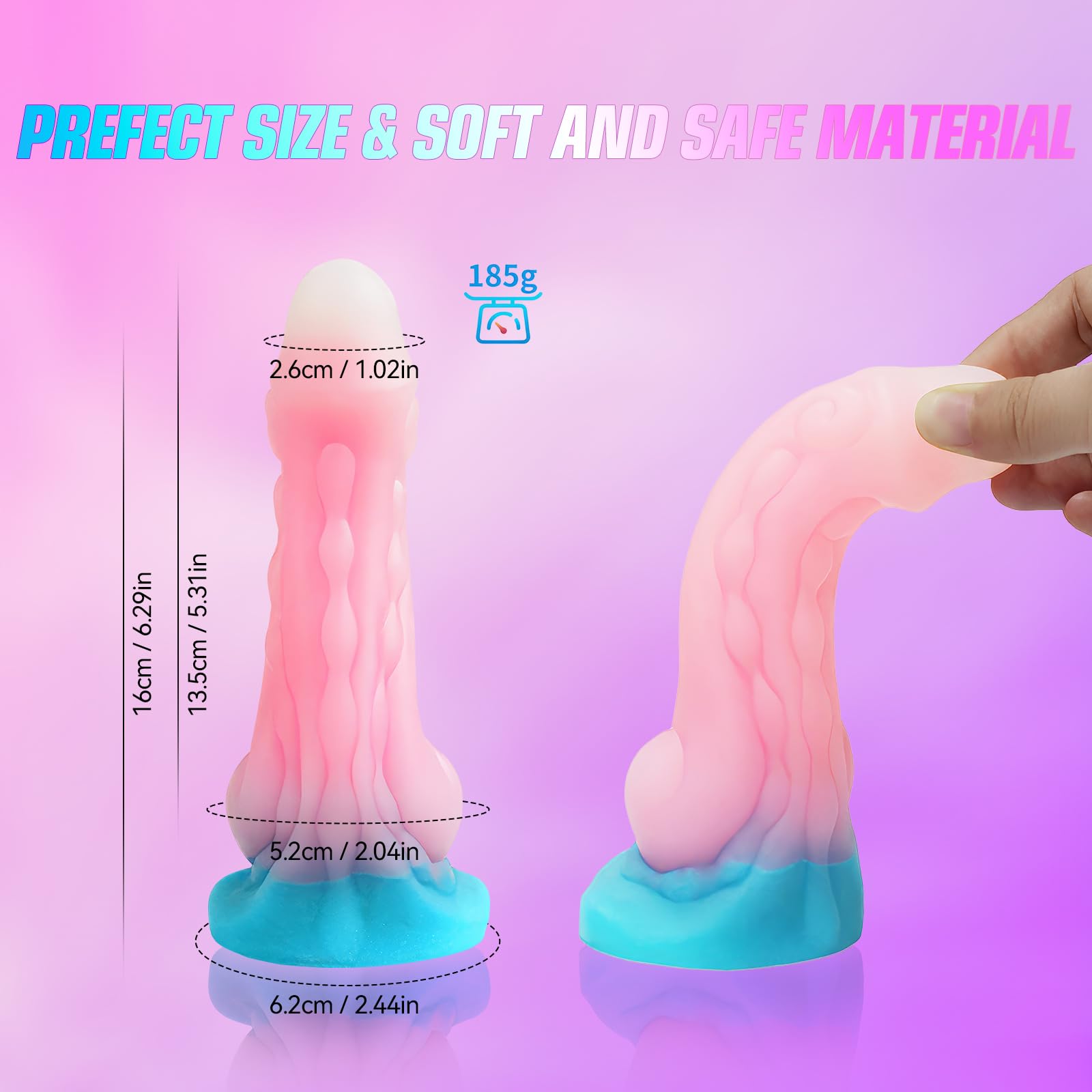 Small Dildo Fantasy Monster Dildo, 6.29 inch Beginner Silicone Dildo with Luminous Pink, Strap On Dildo Realistic Dildos, Anal Plug G spot Adult Sex Toy for Men Women and Couples