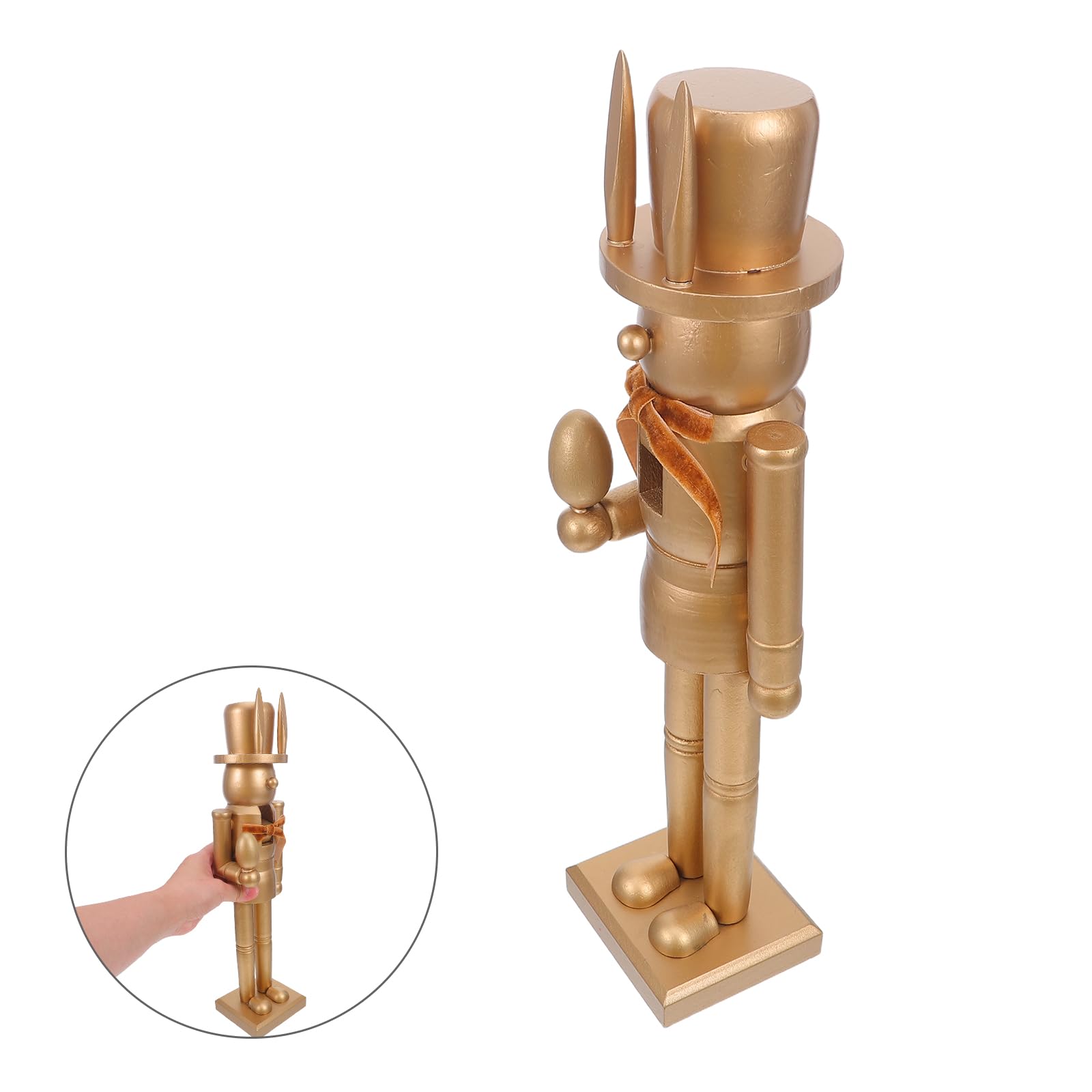 Ciieeo Ornamento in Legno Coniglio Pasquale 38,5 Cm, Decorazione per Tavola di Pasqua, Statua di Coniglio per Feste Primaverili e Arredamento Casa