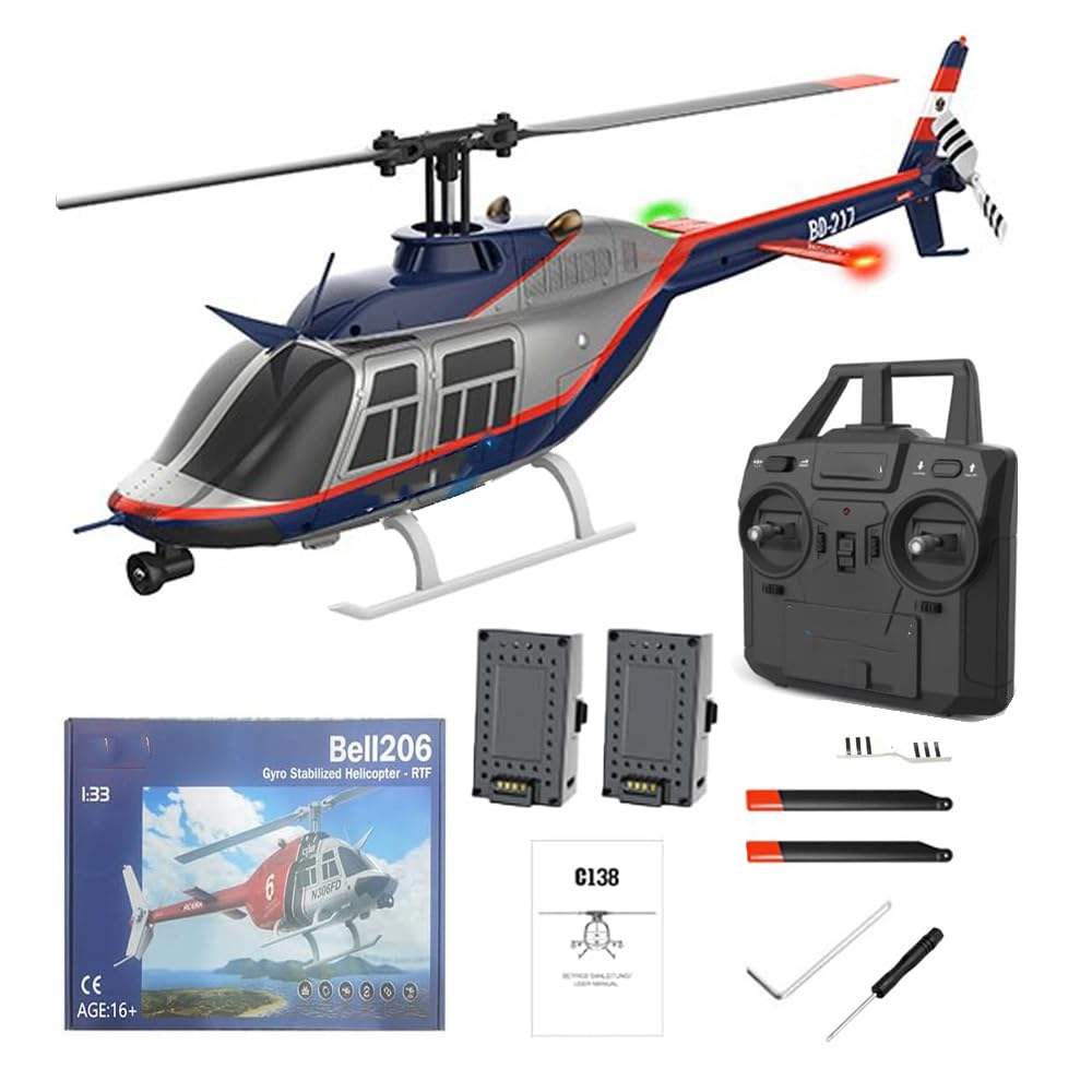 WDDSPSH RC Helicopter No Ailerons 4CH 6-Axis Gyroscope Altitude Hovering Optical Flow Localization One Click Roll Takeoff and Landing for Adults Beginners (Style 2)