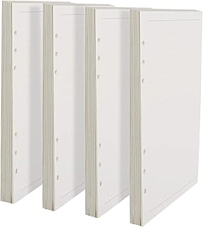 Teenitor 4 Packs A5 Lined Paper Refill, 180 Sheets/360 Pages(21 x 14.2 cm) 6 Hole Paper, Leather Journal Refills Lined Paper Ruled Notes for Diary Planner Travel Journals Notebooks DIY Projects
