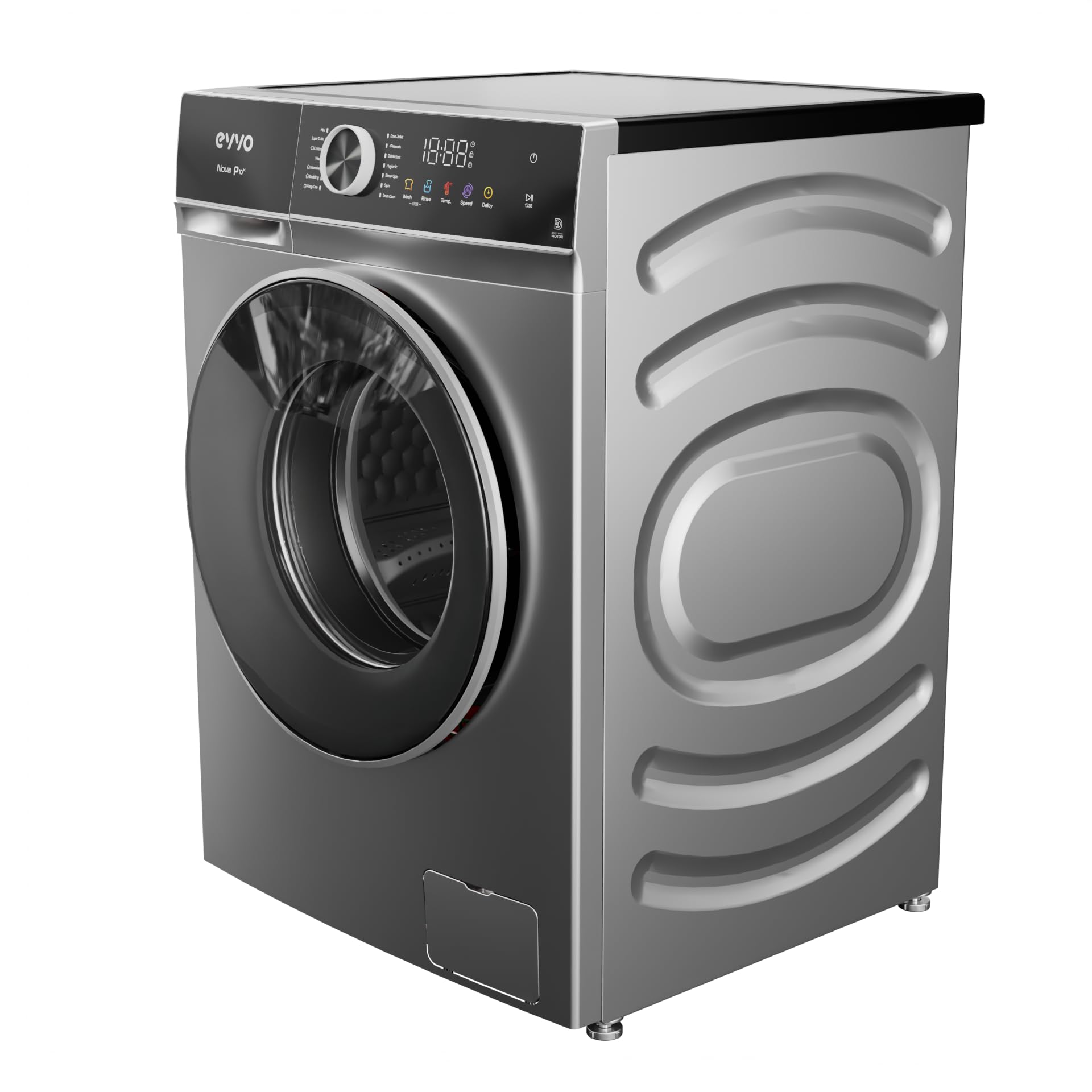 EVVO Lavadora Carga Frontal Nova P10X - Lavadora 10kg, Efic. Energética A, Motor Inverter eDRIVE, 1200 RPM, Tecnología SMART LOAD, Tambor ePROTECT, Pantalla Táctil, 14 Programas, Inox