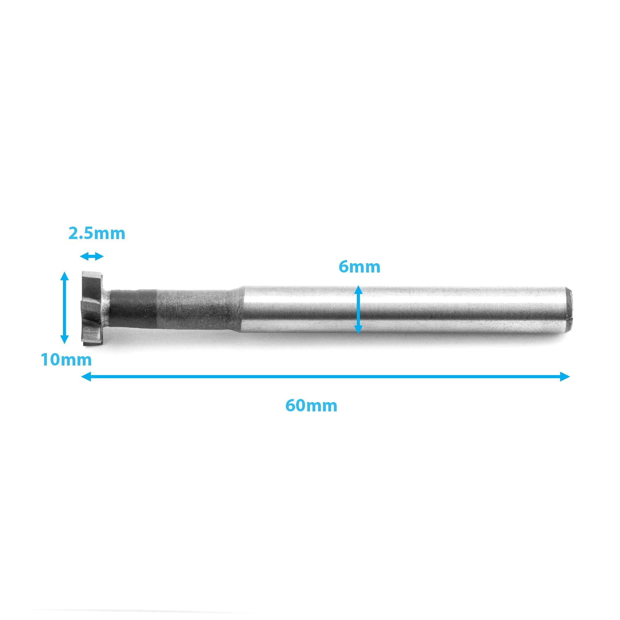 HALLMERS HSS T Slot Milling Cutter 2.5mm Blade Height 10mm Cutting Diameter 6 Flute Tip Tipped Head 6mm Shank, for Moulding Steel Carbon Iron Alloy, End Mill Router Drill Bit Metalwork Tool