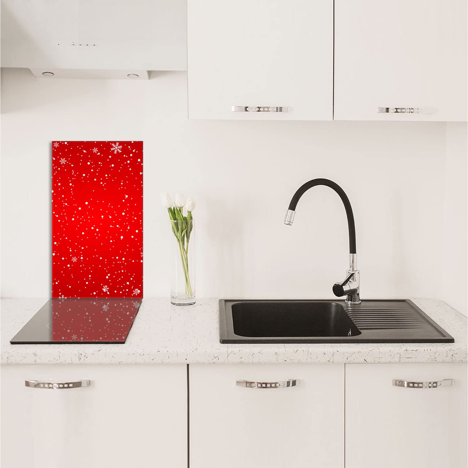 QTA Copri Piano Cottura In Vetro Temperato 30x52 Cm – Universale Per Induzione E Vetroceramica, Multifunzione: Tagliere, Paraspruzzi, Sottopentola – Decorativo