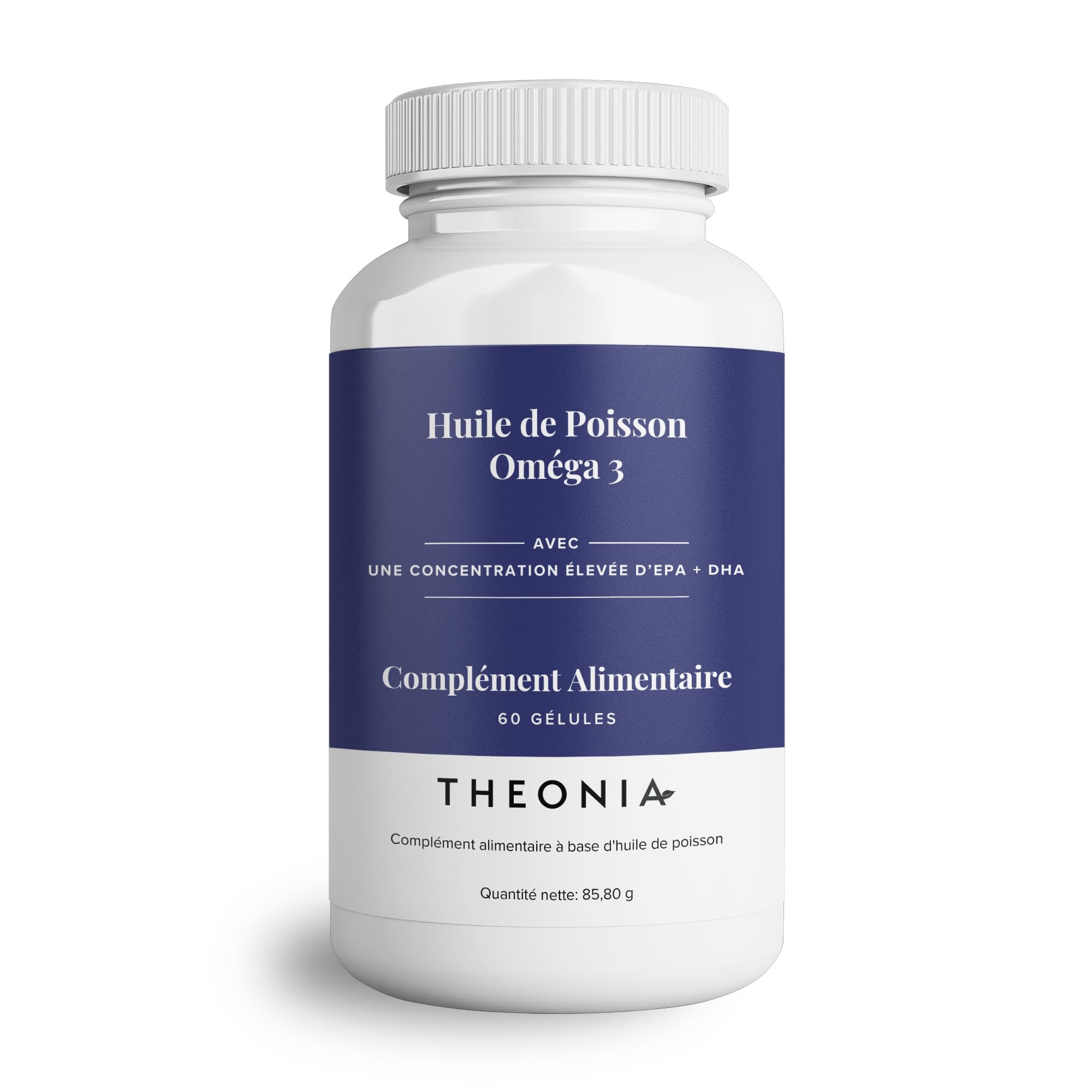 Huile de poisson Oméga 3 Pure 2000 mg avec Vitamine E de Theonia | Soutient le cœur, les articulations, l’activité cérébrale et le système immunitaire – 60 capsules, sans OGM