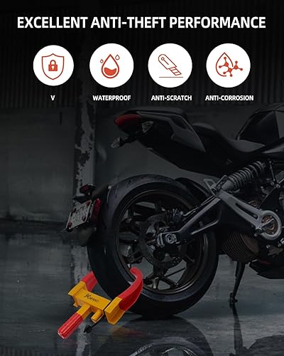 Miniatura 18 de Bloqueo de rueda antirrobo ajustable de seguridad para remolques, automóvil, SUV, barco, motocicleta, carrito de golf, gran disuasión, bloqueo