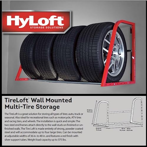 HyLoft Modell 01012 Reifen-Aufbewahrungssystem, 121 cm breit x 91,4 cm tief, Rot