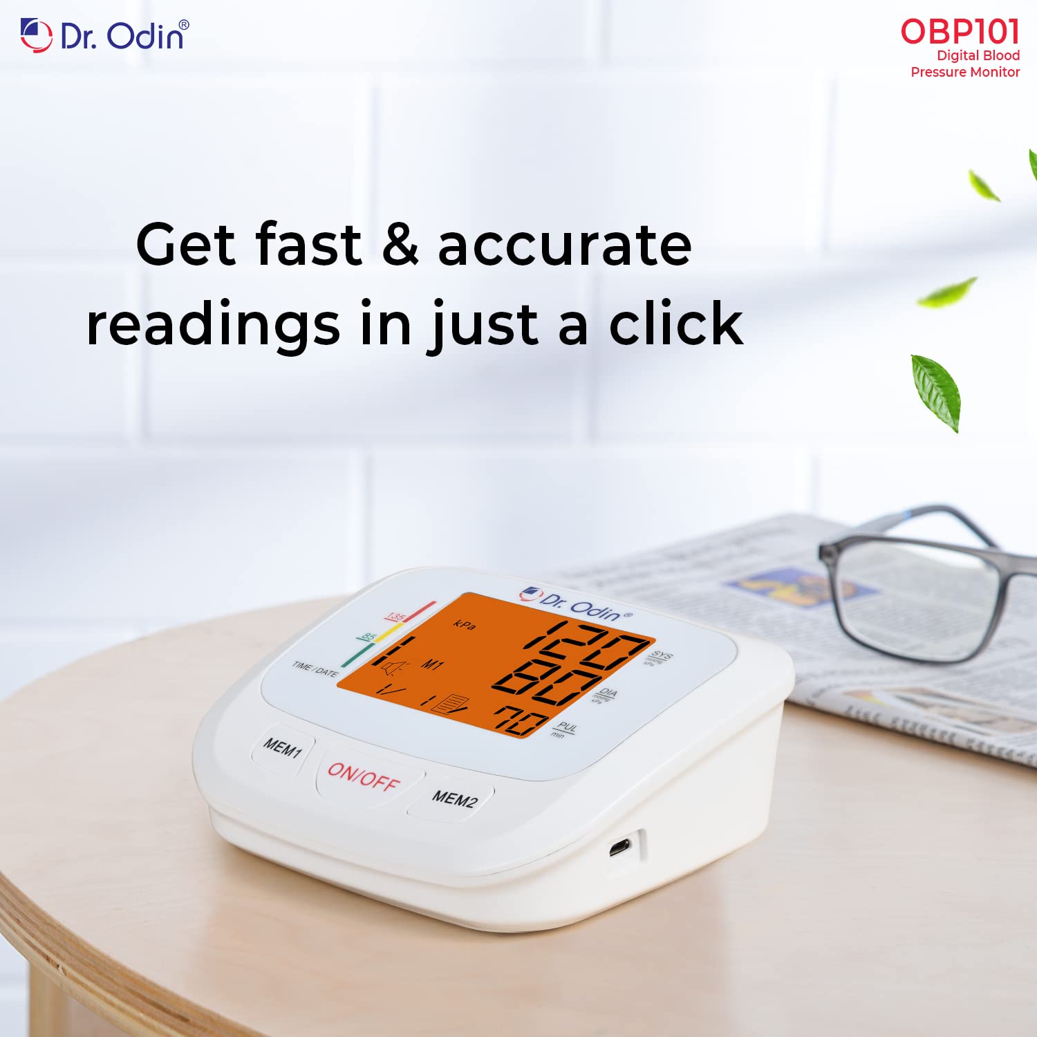 Dr. Odin OBP101 Fully Automatic Digital Blood Pressure Monitor with Large Cuff BPM Monitor at Home BP Machine for Doctors (White, 1 Year Warranty) - Image 5 thumbnail