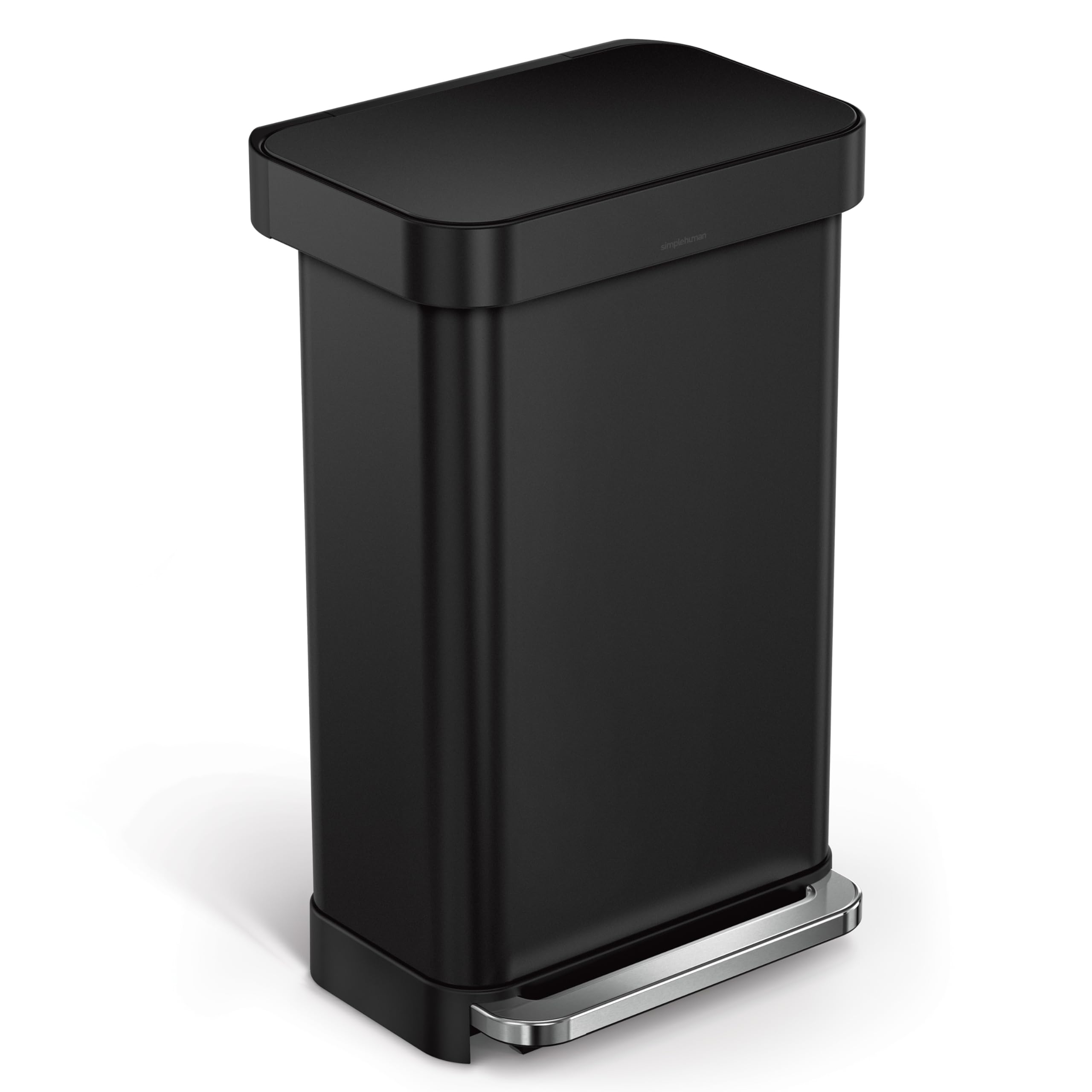 simplehumanHands-Free Kitchen Step Trash can, 45 Liter, Matte Black