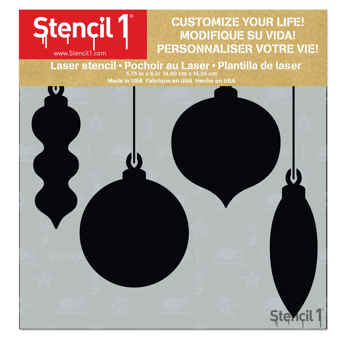 Stencil1 Holiday Ornaments Stencil - Premium Quality Reusable Stencils - Create DIY Holiday Ornaments Crafts and Decor - Decor on Walls Fabric & Furniture Recyclable Art Craft - 5.75" x 6"