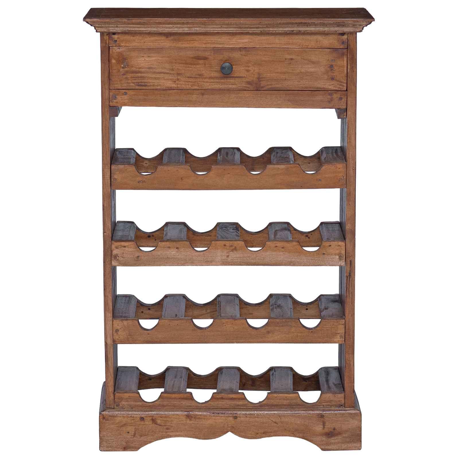 Portabottiglie in legno massiccio di mogano, 55 x 23 x 85 cm