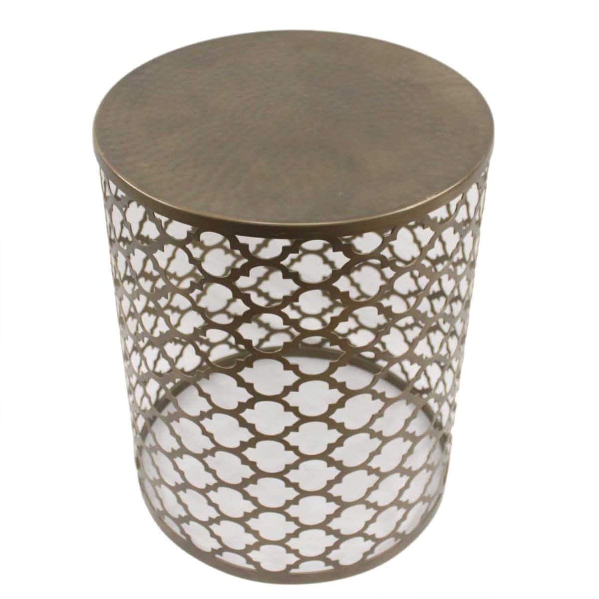 Ronde salontafel OPSLAG 40cm goud wit metalen dienblad bijzettafel met
