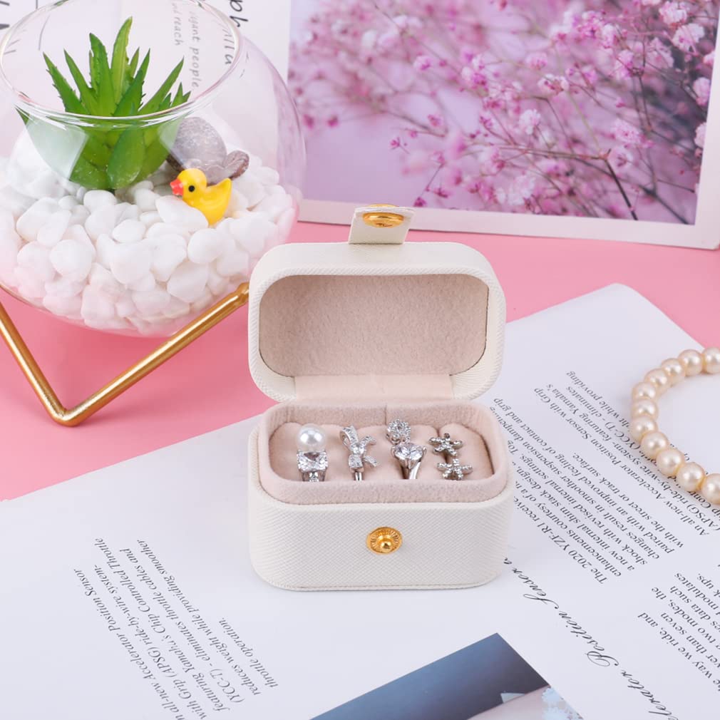 ISuperb Mini PU Leather Jewelry Box - Small Portable Ring Case For Travel Storage (Black)