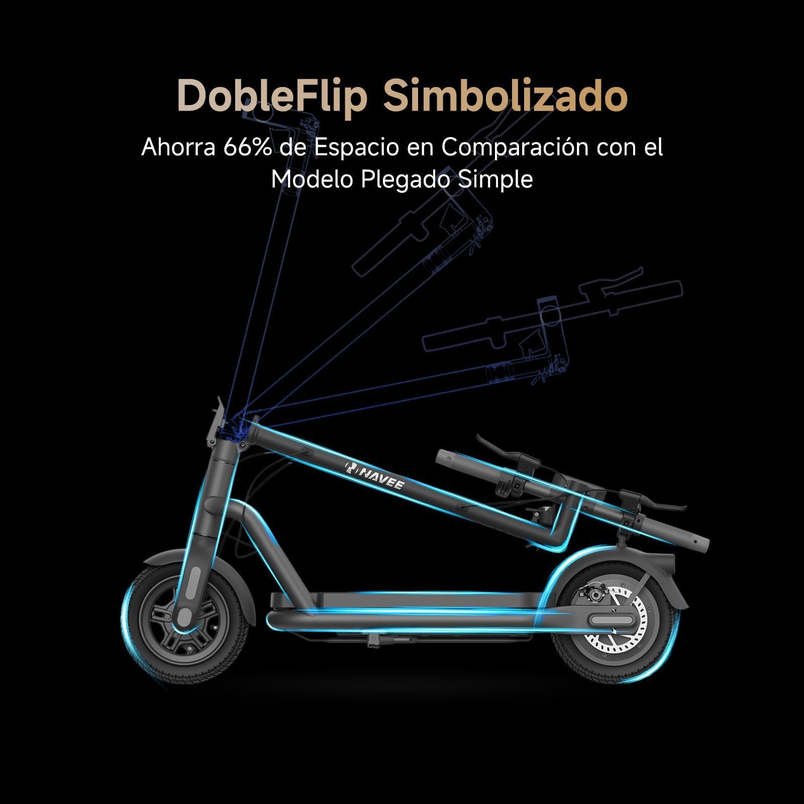 NAVEE Patinete Eléctrico Homologado DGT, 25-90km Autonomía, Máx 25km/h, Frenos Tambor y Disco con E-ABS, Intermitentes, TCS, App Móvil, Pendiente 15-28%
