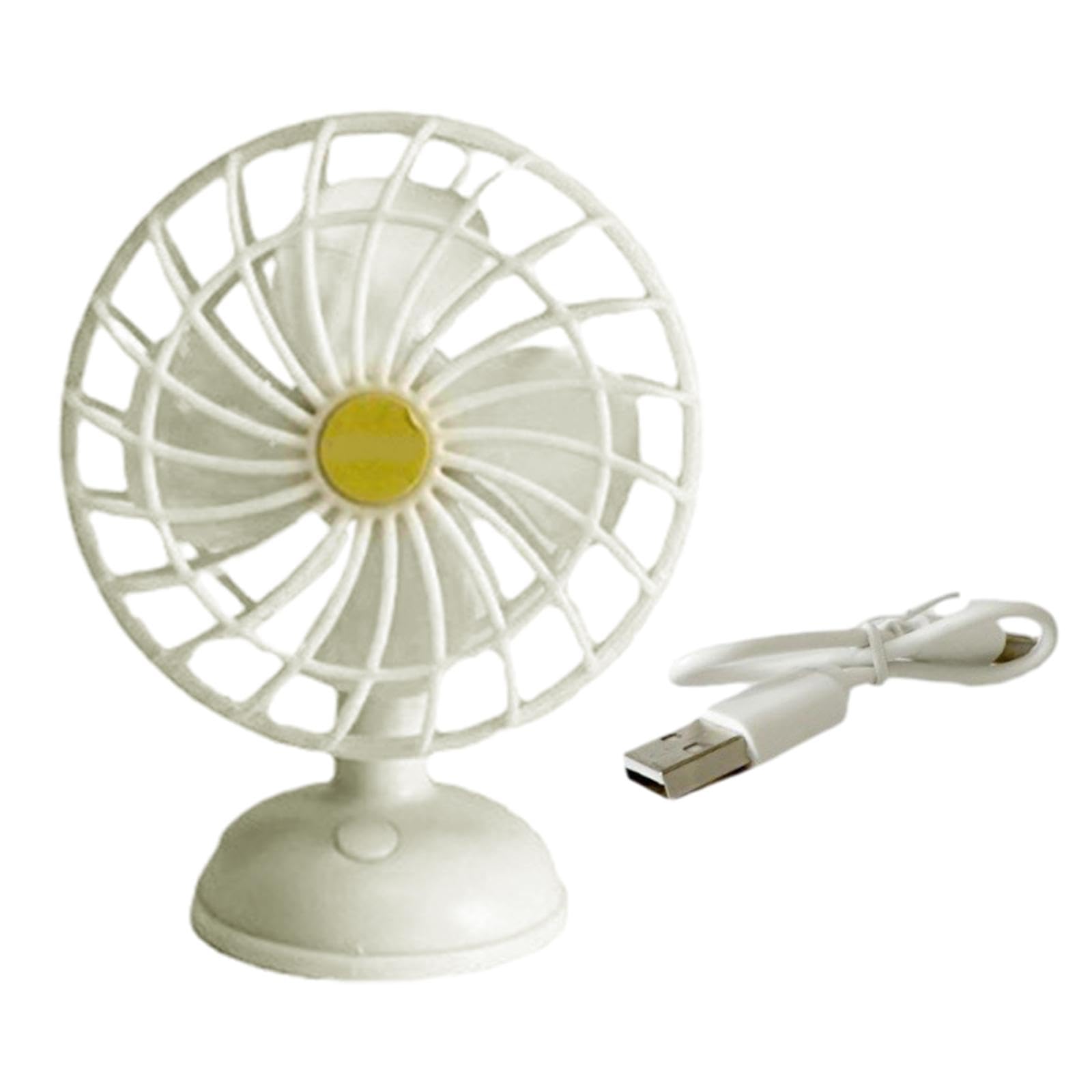 5 set di 1/12 scala casa delle bambole USB ricaricabile ventilatore elettrico in miniatura elettrodomestici bianco