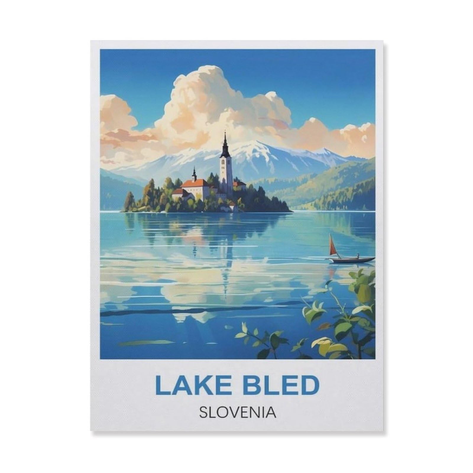 Vintage Wall Decor Metal Poster Plaque，Lake Bled Slovenia
