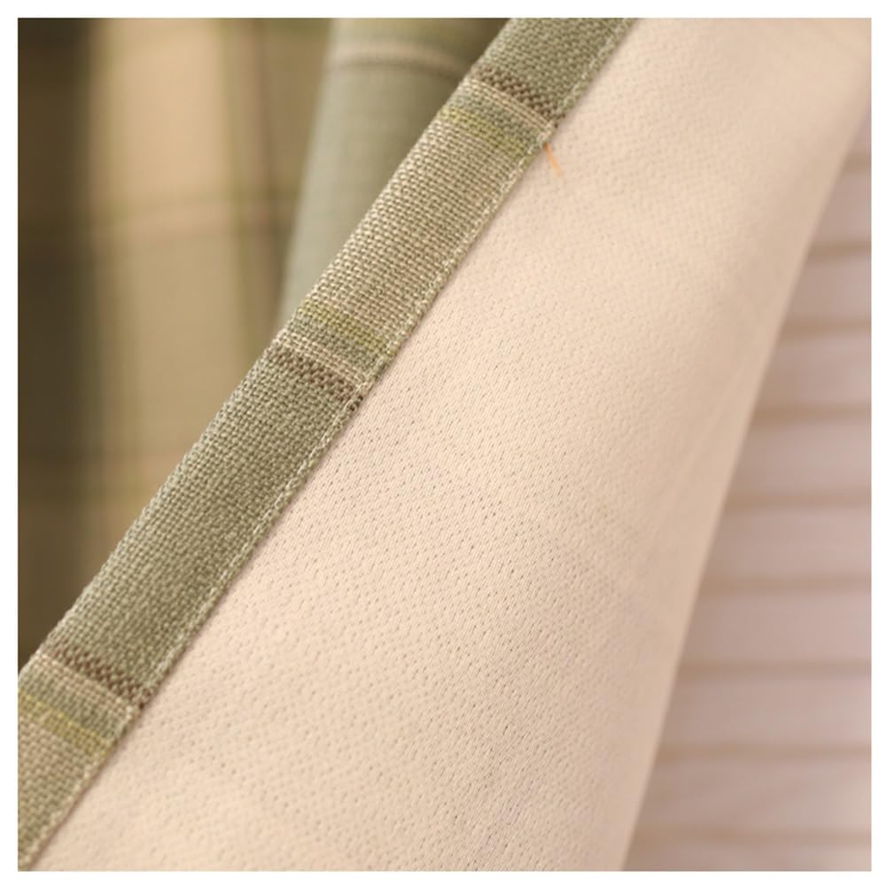 Tenda Corta a Quadri Verdi Boho per Piccole Finestre, Mezza Tenda Moderna con Bordini in Perline, Pannello per Finestra Semi-Oscurante con Tasca per Asta per Cucina, Camino(W135xH100cm/W53xH39inch)