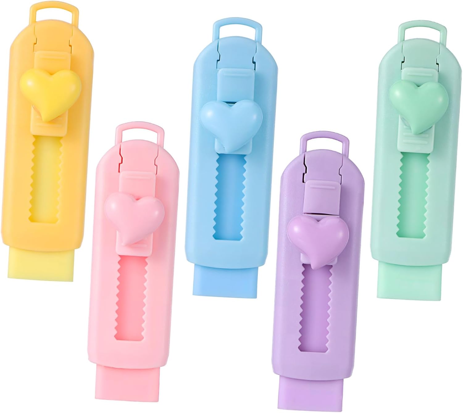 Erasers for Boys and Girls 5 Pack Retractable Sliding Erasers Bright Colors Classroom Supplies