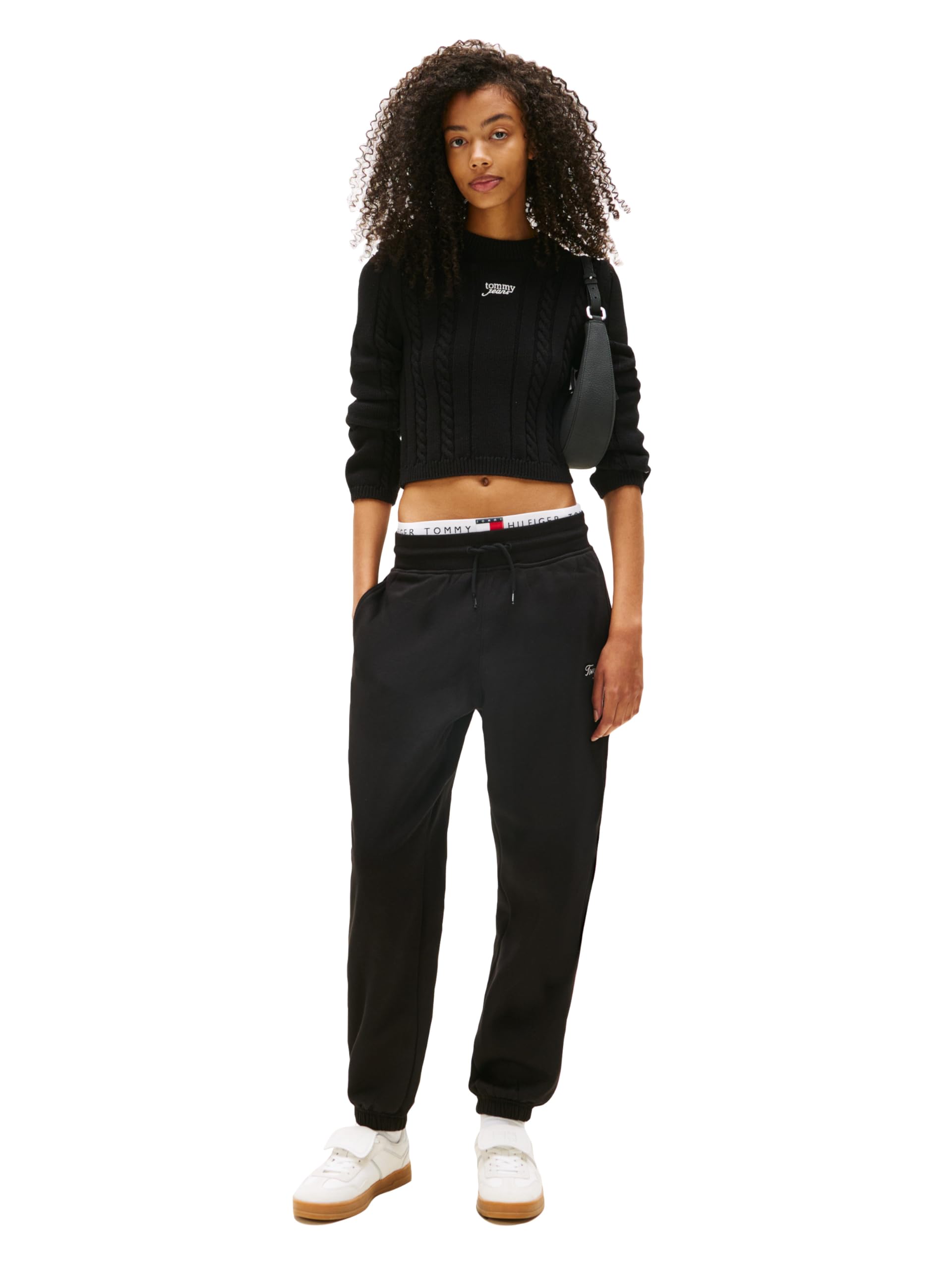 Tommy Jeans Relaxed Script Logo Jogger Sweatpants, with Drawstring Ties Pantaloni da Tuta Donna