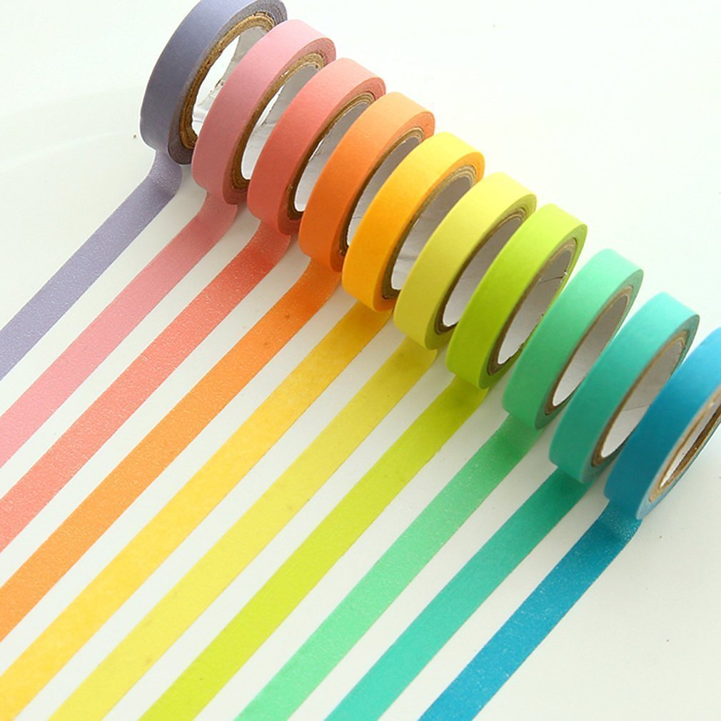 Cuasting Rainbow Decorative Washi Tape Diy Sticker Masking Paper Set 10 Rolls