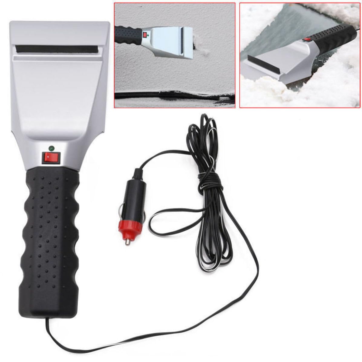 DOITOOL 5 Pezzi Raschietto per Ghiaccio Riscaldato 12v per Parabrezza Auto Impugnatura Confortevole e Componenti in Plastica e Metallo per Rimozione Neve e Ghiaccio