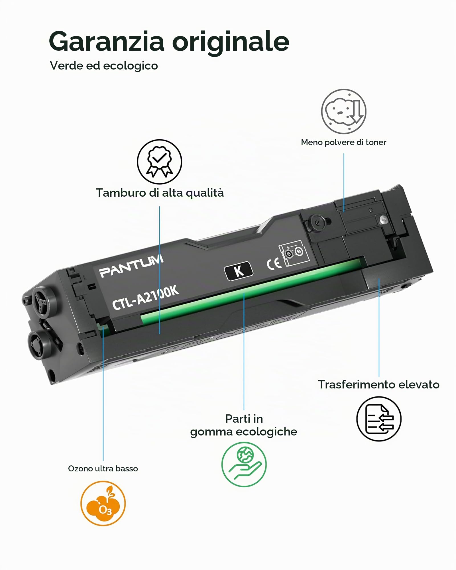 PANTUM CTL-A2100K/C/M/Y 4-Pack Originale Cartuccia toner compatibile con la stampante laser a colori CP2100DW CM2100DW CM2100ADW, Capacità BK 1.500 pagine, C/M/Y 1.000 pagine