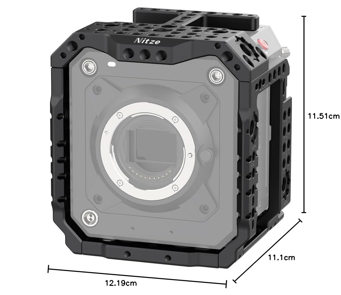 Nitze Cage pour Z CAM E2 Mark II, E2-S6 Mark II / E2-F6 Mark II / E2-M4 Mark II avec Patins à Froid Intégrés et Rails NATO - T-Z03A