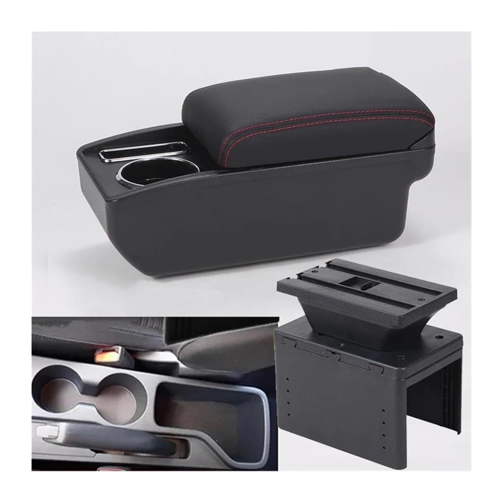 Hckclmbmzw B1 Black Red 6Usb For Hyundai I20 2021 2022 Interior Parts Center Console Car Storage Box Auto Accessories Armrest Car Armrest Center Console(B1 Black Red 6Usb)