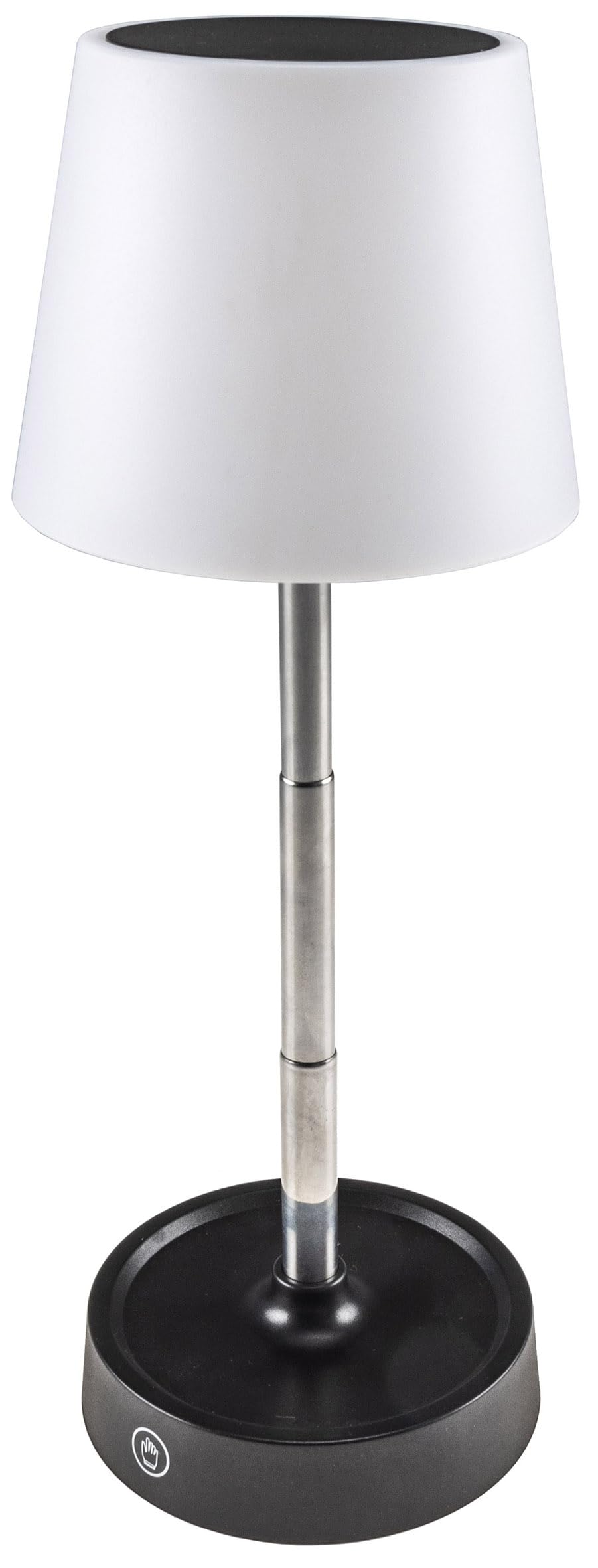 ChiliTec Akku-Tischlampe mit Touch-Steuerung, dimmbar, warmweiß (3000K), Teleständer, Schwarz