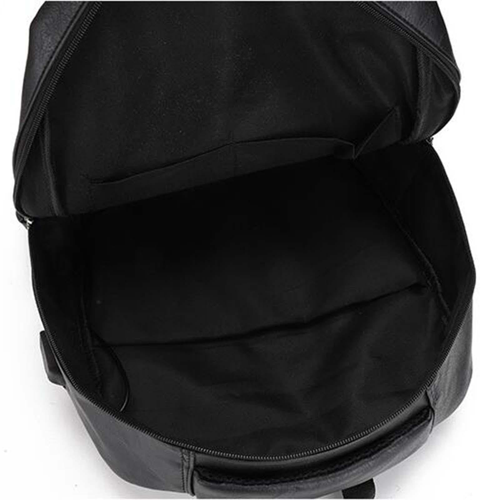 F Fityle Zaino per laptop in pelle PU Zaino da viaggio per uomo Tasche multiple per computer casual resistente all'acqua per la pesca Shopping, Nero