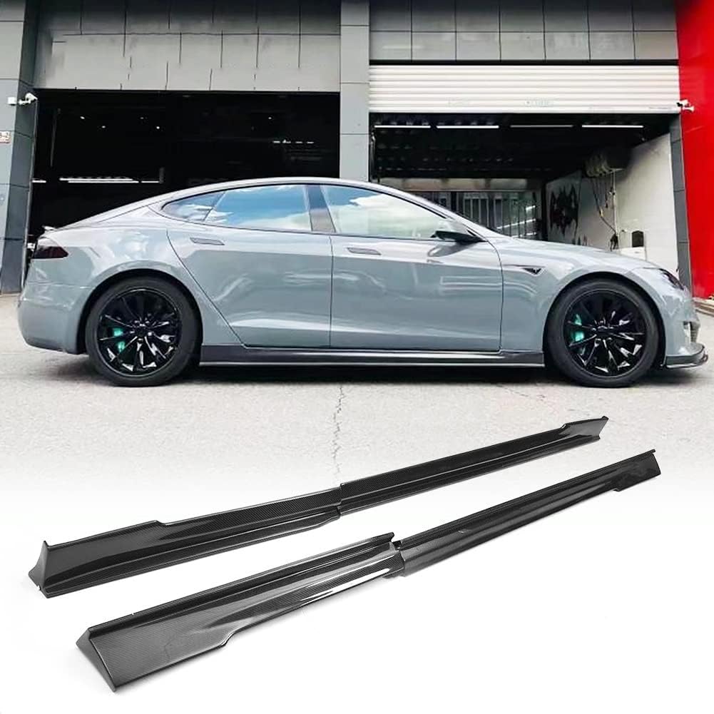 Model S Carbon Fiber Side Skirts Fits for Tesla Model S 60 60D 70 75 75D 85 85D P85D 90D P90D P100D Sedan 2014-2019 Rocker Panels Side Trim Spoiler Side Skirt Extensions Factory Outlet