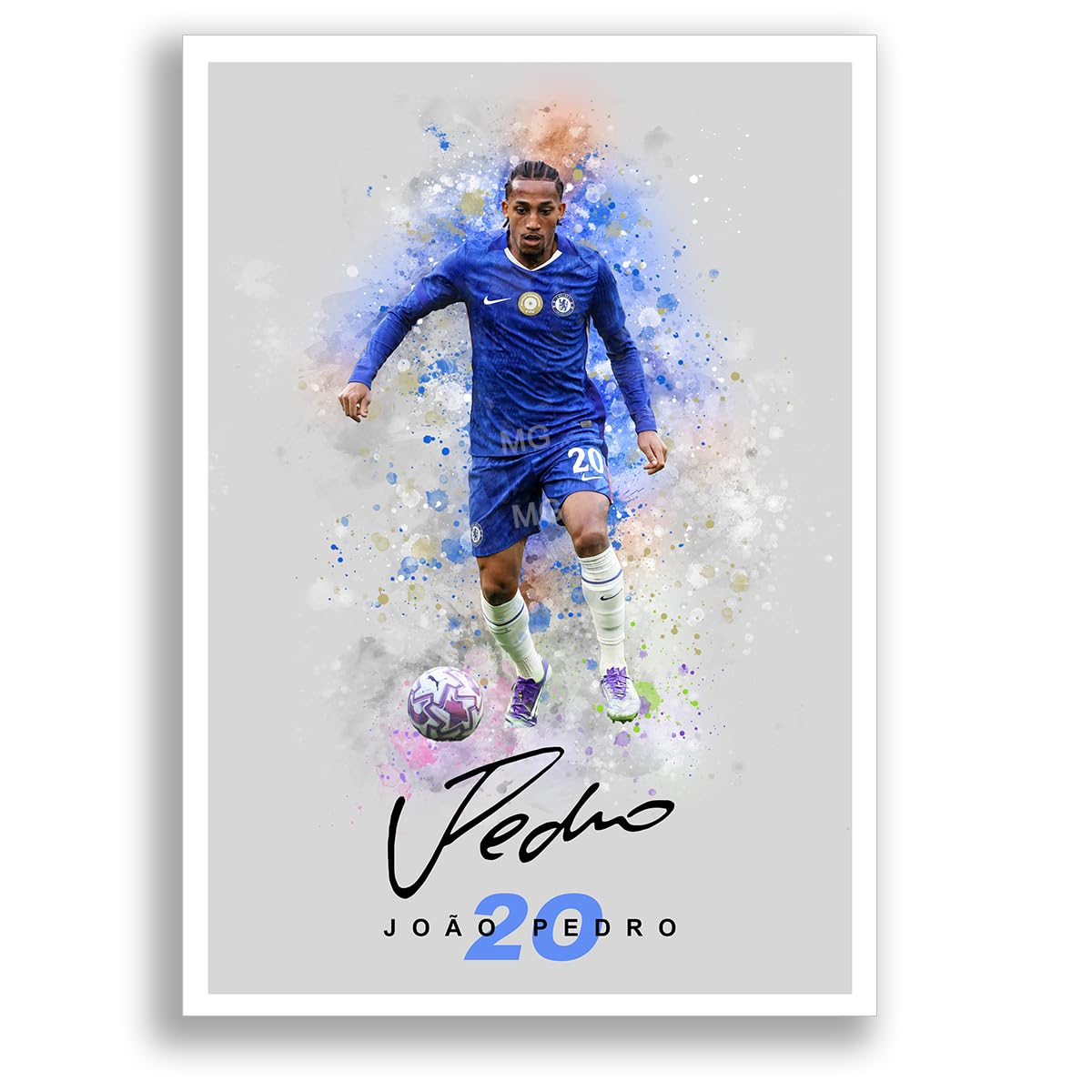 Joao Pedro Chelsea Signed Photo Poster Print Picture Display Framed Autograph Memorabilia for Football Fans Gift João Brazil (A4 poster Only Cream)