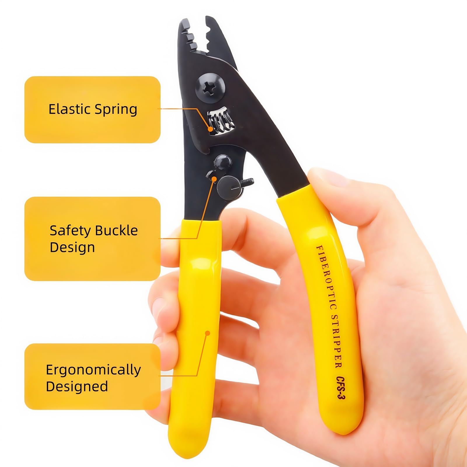 TXWTXPJ-1Pack CFS-3 Fiber Optic Stripper 3 Port Hole Fiber Optic Stripping Tool with 6