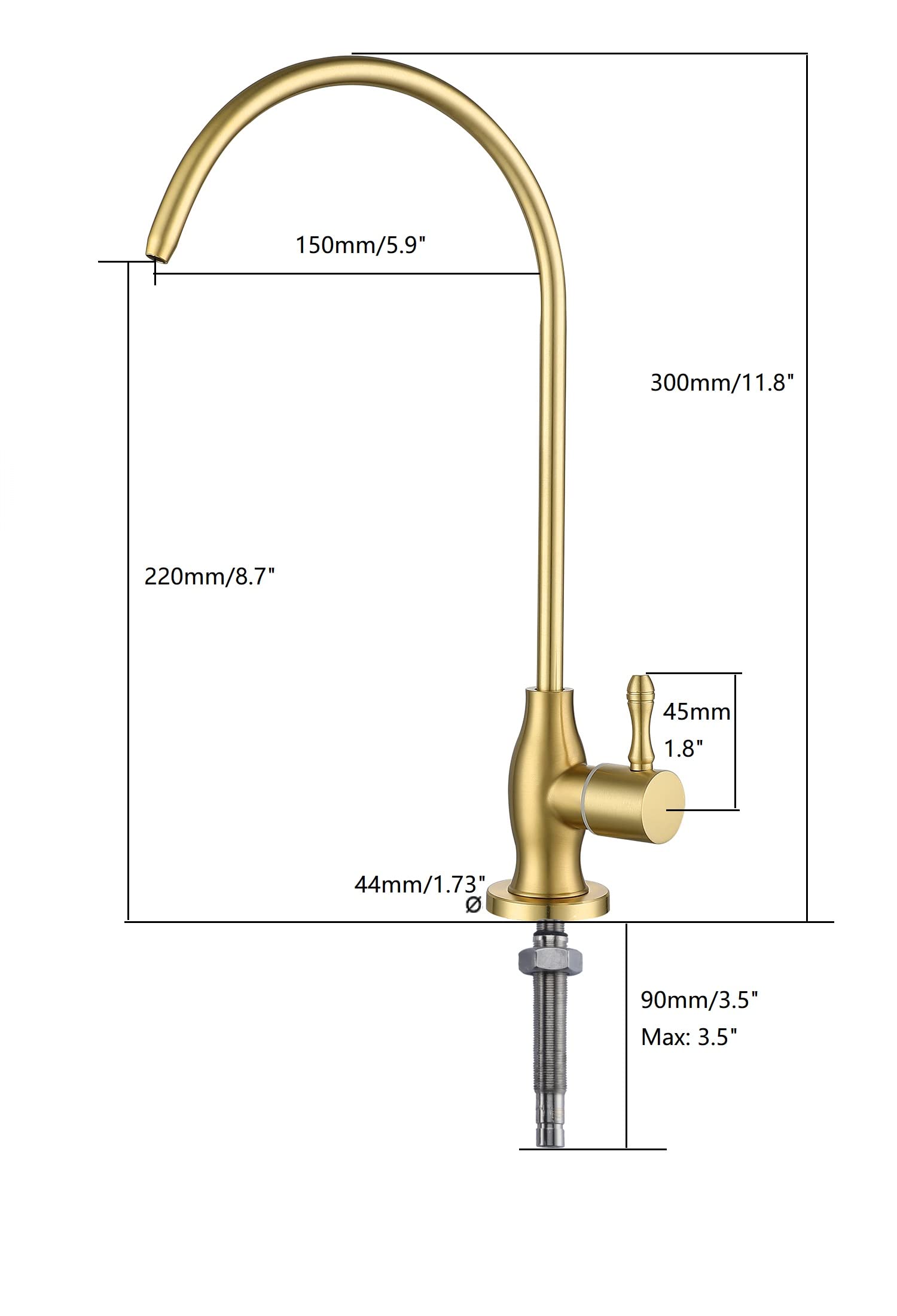Grifo purificador de agua potable, grifo comercial de filtración de agua para sistema de filtro de agua debajo del fregadero, grifo de agua potable, dispensador de agua potable, bronce aceitado