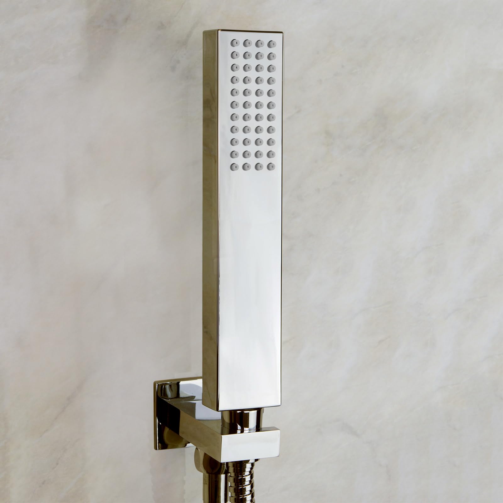 Nes Home Chrome Stanmore Rectangular Shower Handset Kit & 1.5M Hose, Adjustable Bracket