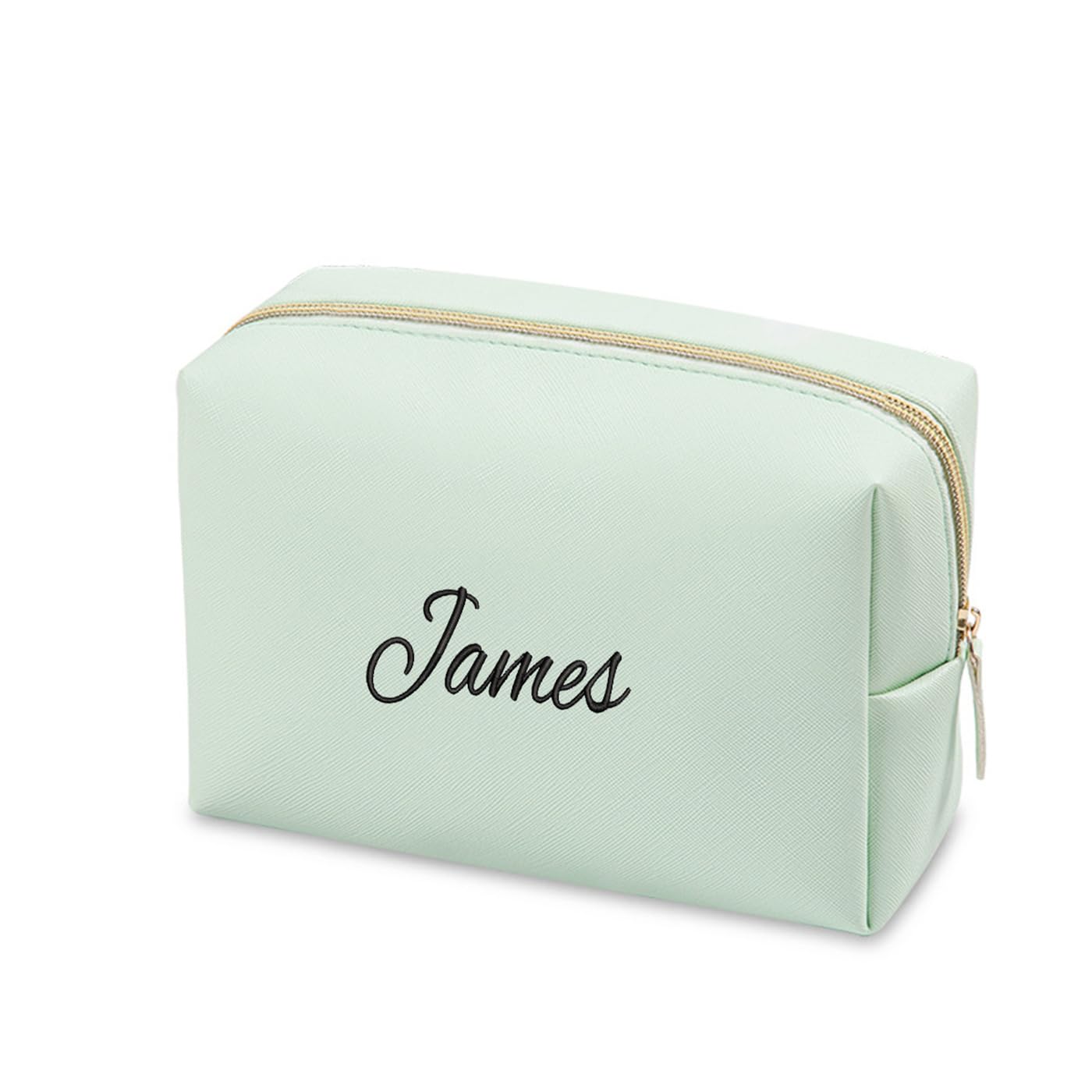 Embroidered Large Make up Bag,Personalized Skincare Bag,Cosmetic Travel Bags for Women Gift For Wedding,Set of, Green