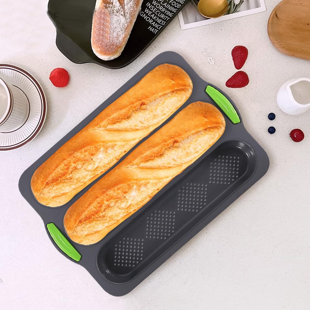 1 Pieza Bandeja para Hornear Baguette, Molde para Hornear en Rollo, Molde para Hornear Baguette Molde para Rollo Baguette, para Hornear DYI en Casa Gris (3)