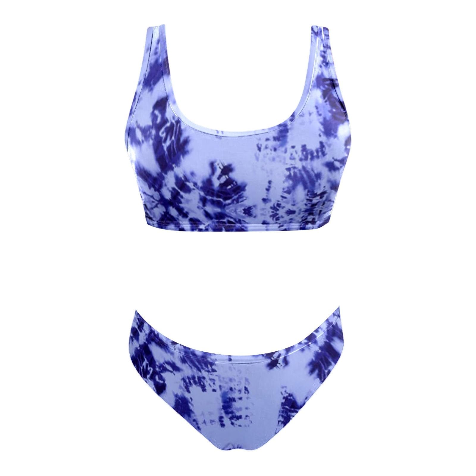 Conjuntos De Bikini for Mujer, Traje Baño Liso Dos Piezas, Azul, M