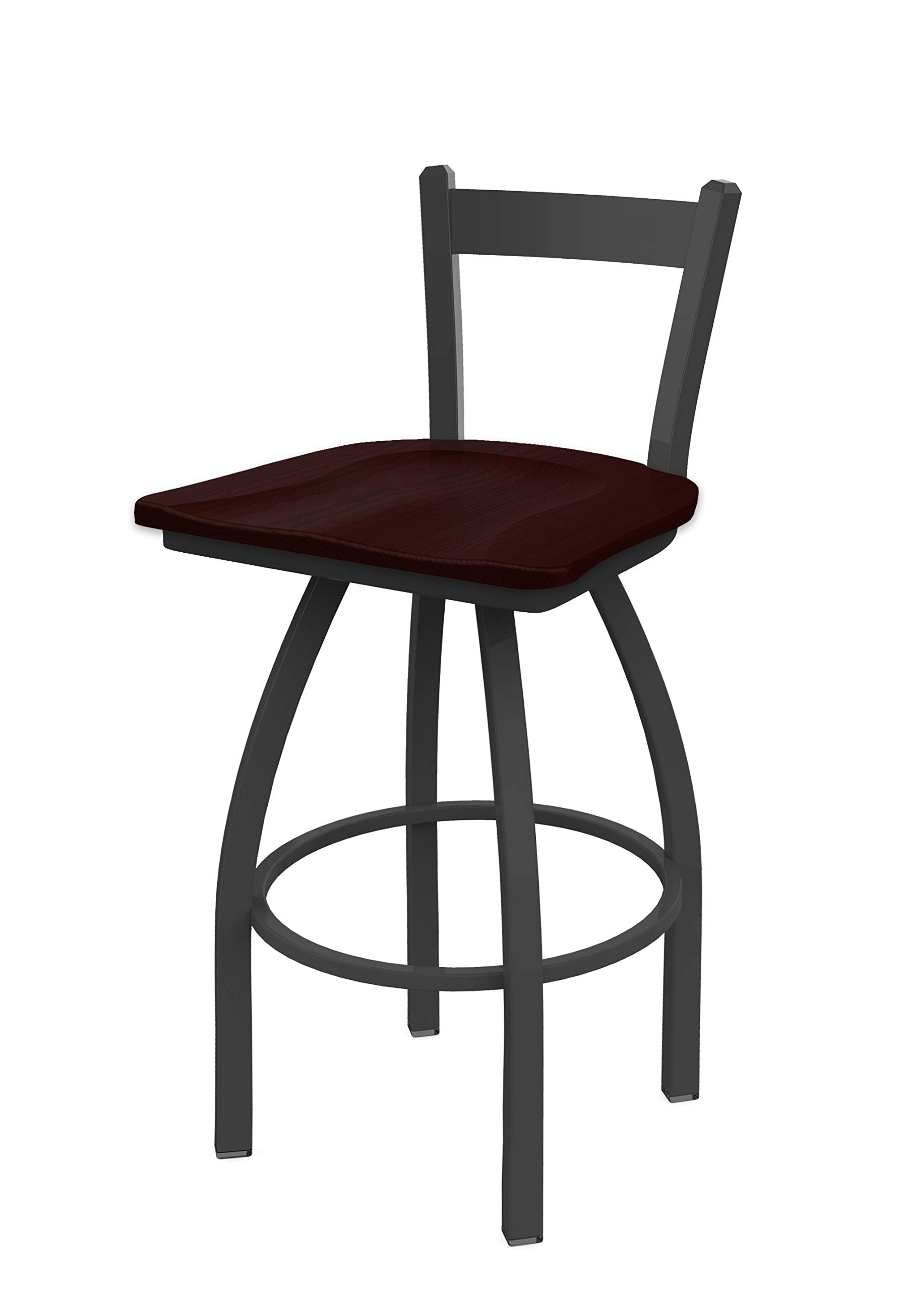 HBS 821 Catalina 30" Low Back Swivel Bar Stool with Pewter Finish and Dark Cherry Oak Seat