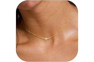 Small Religious Cross Necklace for Women, Made by Mary