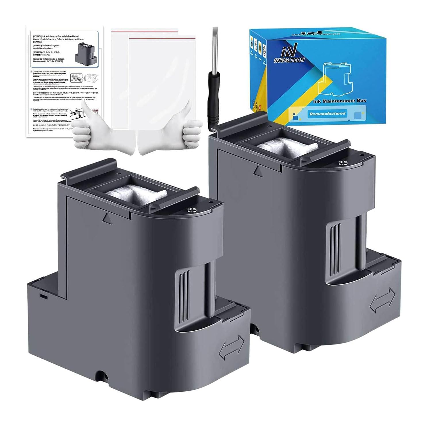 Ink Maintenance Box for Epson ET-15000 ET-3850 ET-3750 ET-4750 ET-4760 ET-3760 ET-4850 ET-3710 ET-3830 WF-2860 2 Pack