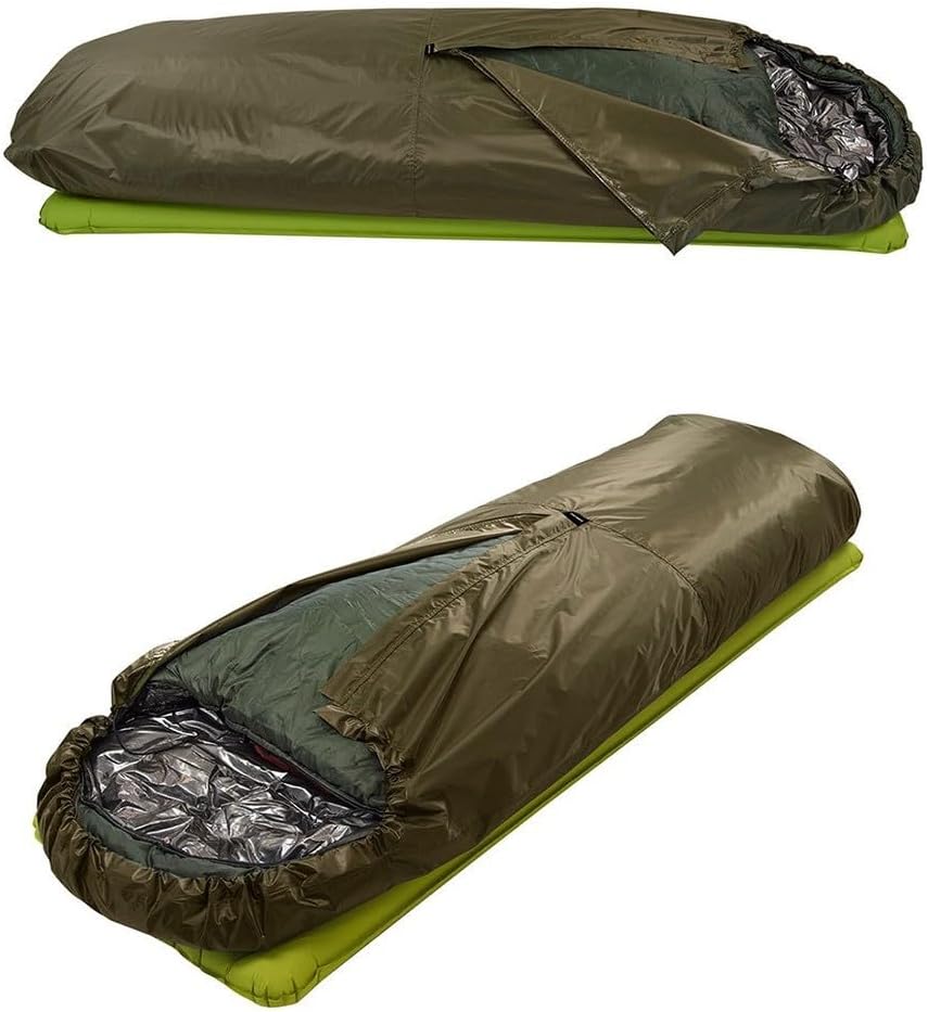 Waterproof Bivvy Bag with Lightweight Heat Reflective Fabric for Camping and Outdoor Enthusiasts (Green)