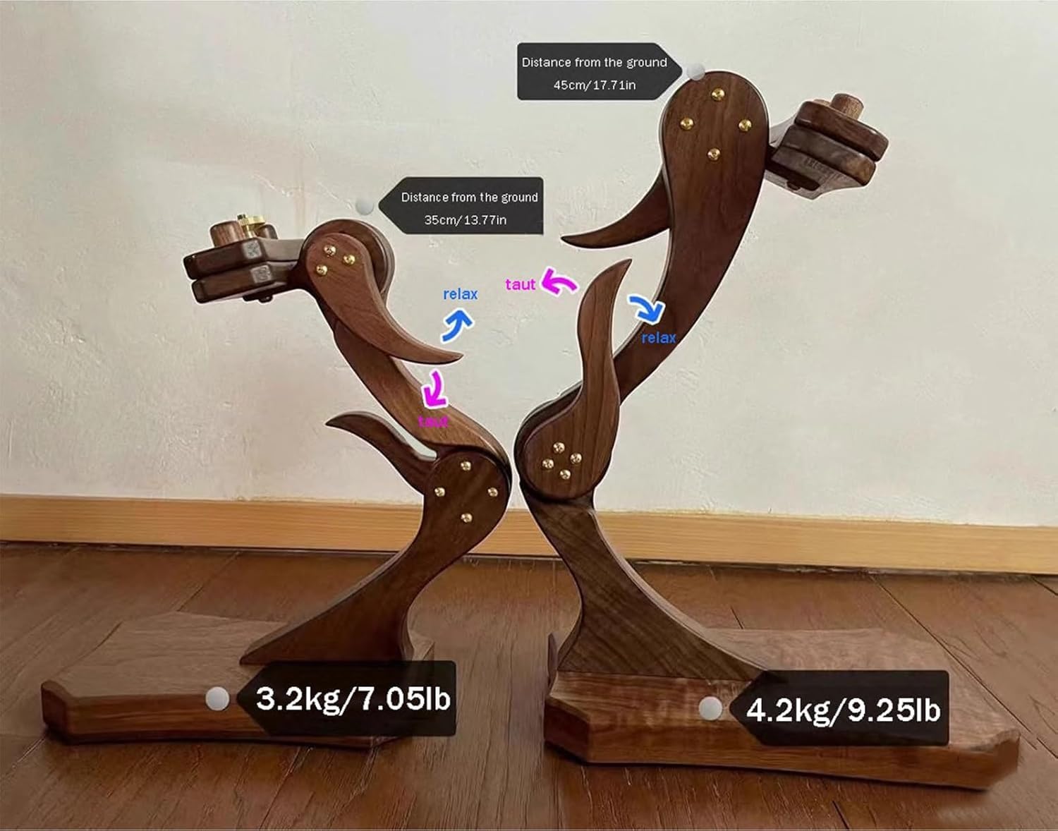Telaio regolabile da ricamo, supporto da pavimento per punto croce, per cucito e artigianato, telaio in legno di pero rosso naturale con accenti in noce nero