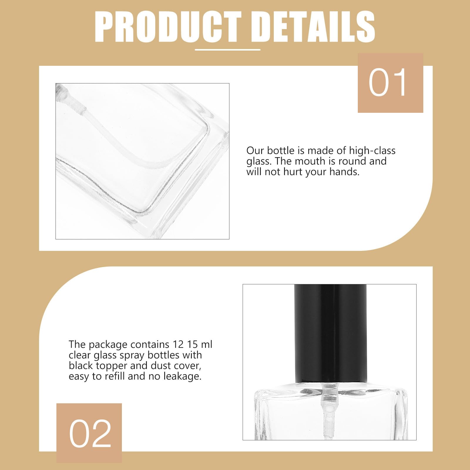 12 Stück Tragbare Parfümzerstäuber 15ml aus Glas für Unterwegs