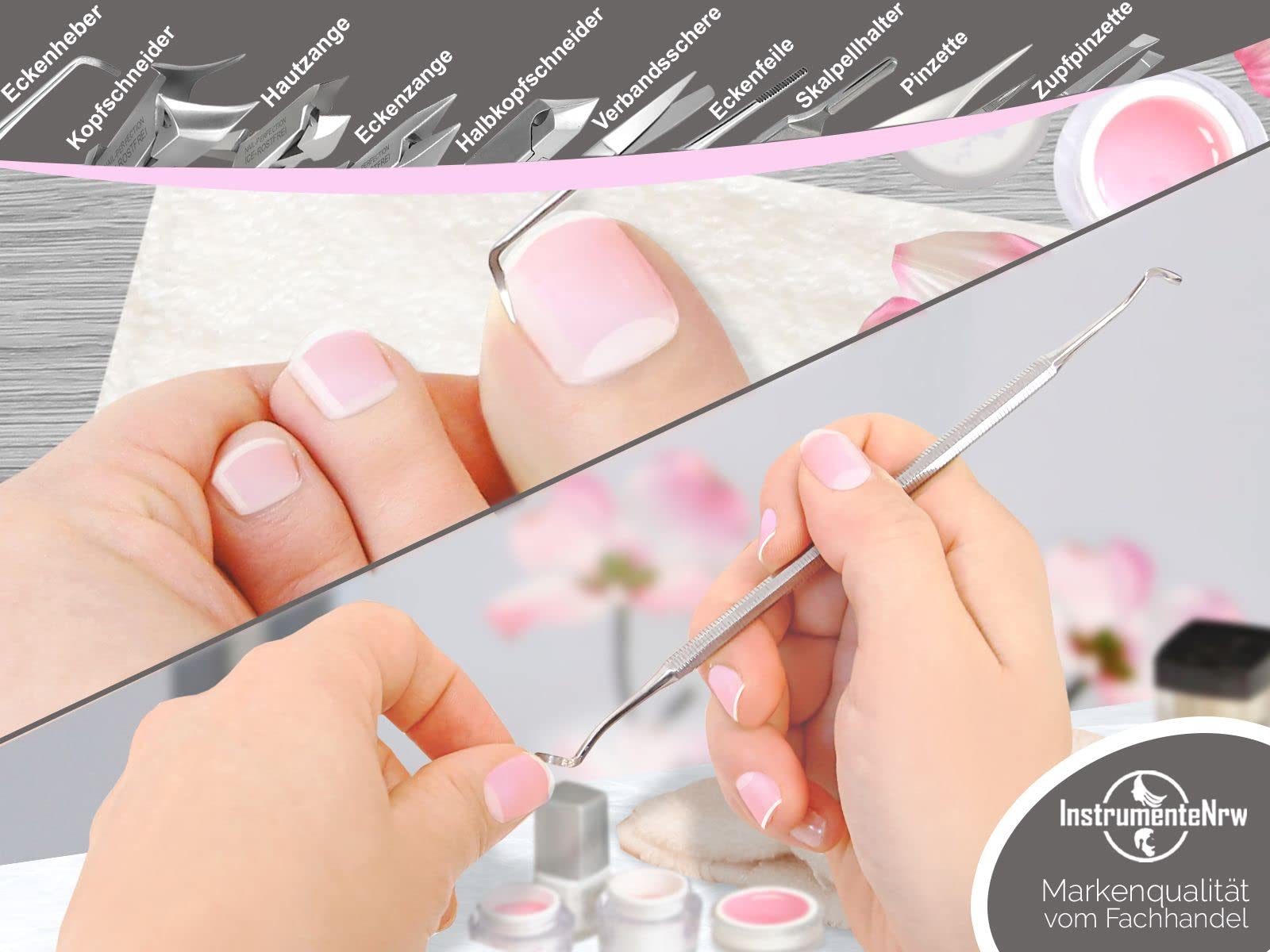 Fußpflege-Instrumente Set 23-Teilig inklusive 5 Nagelzangen